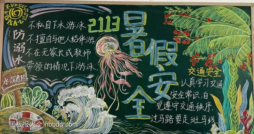 暑假安全主题黑板报-第1张