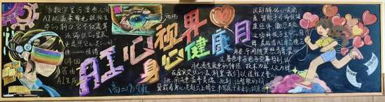 超美的AI心视界身心健康月黑板报