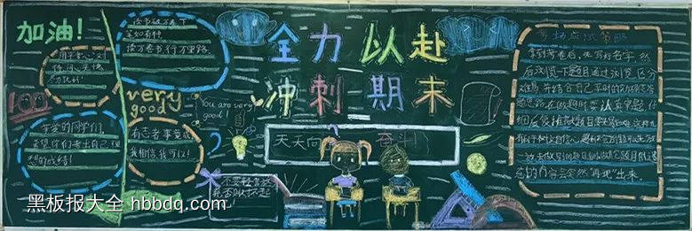 全力以赴，冲向期末主题黑板报-第3张