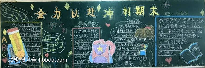 全力以赴，冲向期末主题黑板报-第4张