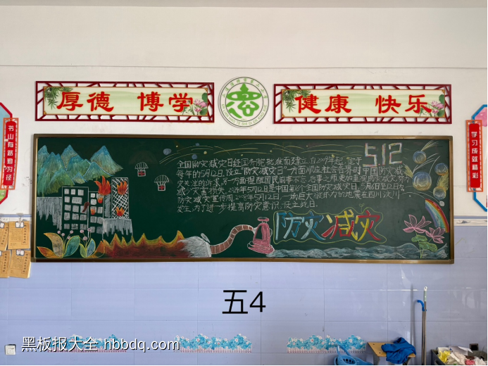 防震减灾主题黑板报粉笔画2张-第2张