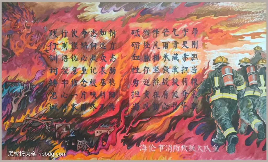 超漂亮的消防救援黑板报-第1张