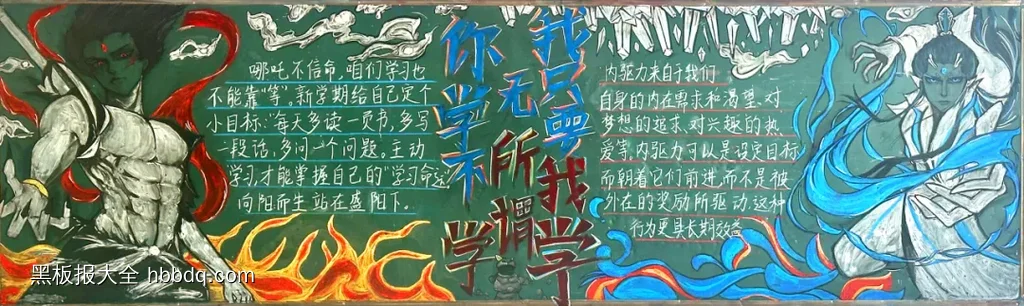 卡通哪吒激励黑板报-第1张
