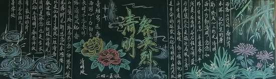 清明祭英烈黑板报粉笔画