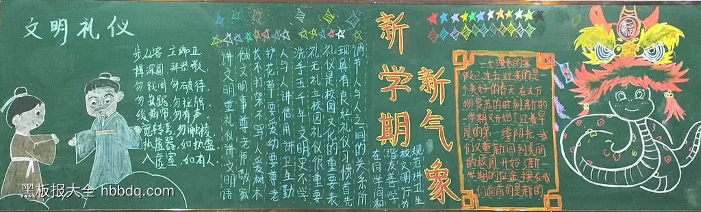 新学期新气象文明礼仪黑板报-第1张