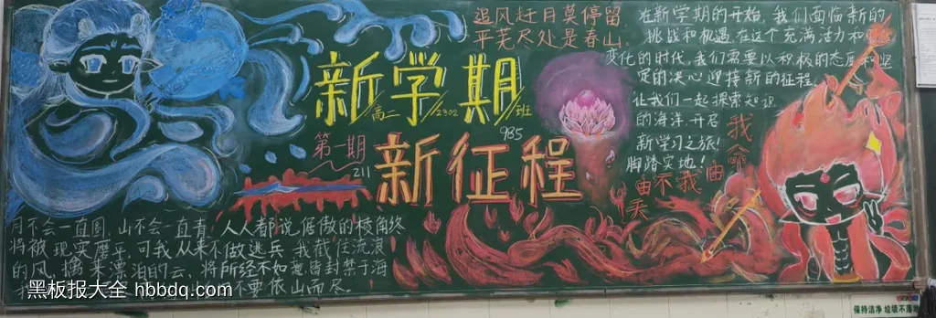 高二年级新学期新征程黑板报-第1张