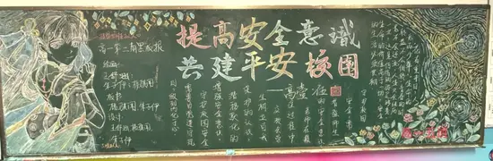 提供安全意识共建平安校园黑板报