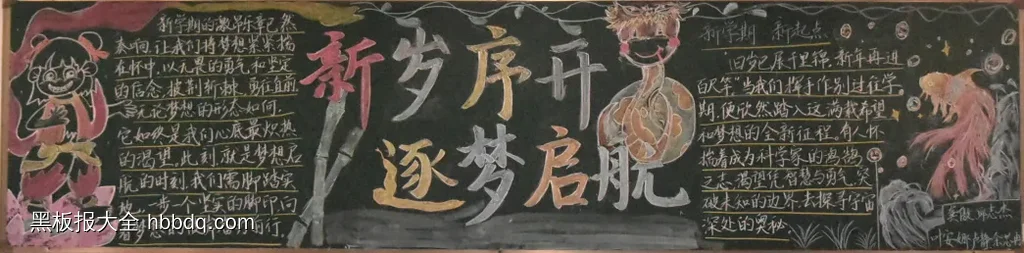 新岁序开逐梦启航黑板报-第1张
