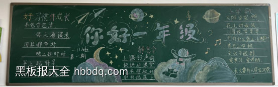 我们是小学生啦，你好一年级的黑板报-第4张