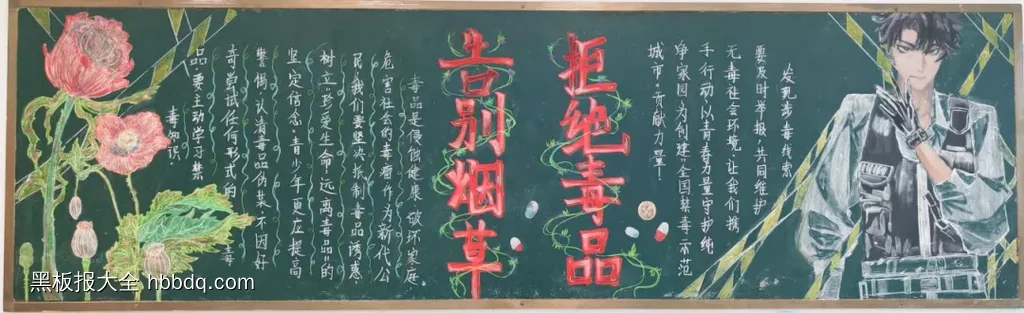 告别烟草拒绝毒品黑板报-第1张