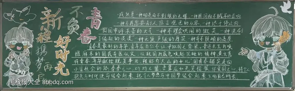 不负青春好时光黑板报-第1张