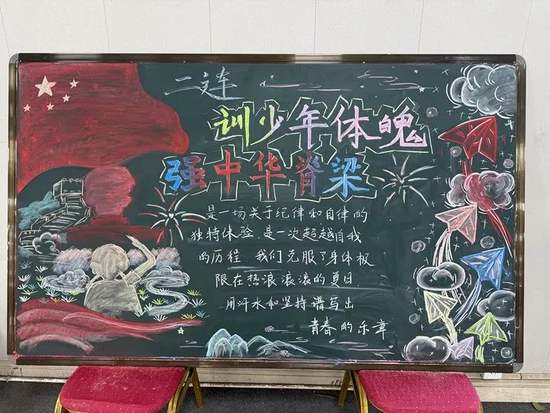 训少年体魄，强中华脊梁|学生军训黑板报