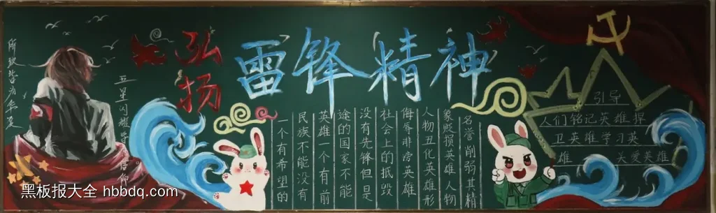 弘扬雷锋精神班级文化黑板报-第1张