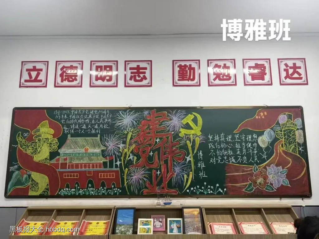 建党伟业中国共产党成立104周年黑板报-第1张