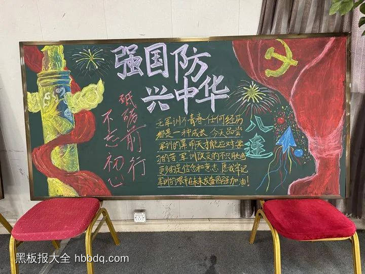 强国防兴中华的方寸粉笔画-第1张