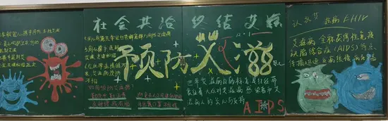 社会共治终结艾滋黑板报