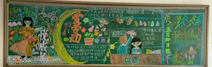 五月爱劳动漂亮的黑板报-第1张