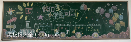 我们是小学生啦，你好一年级的黑板报-第1张