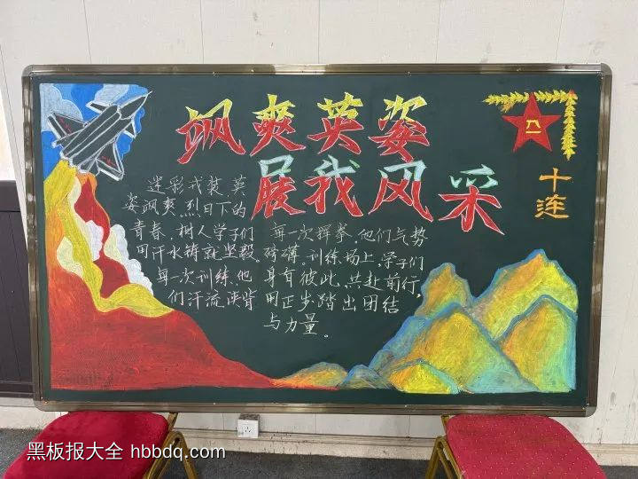 超漂亮的军魂炼军训方寸黑板报3张-第3张