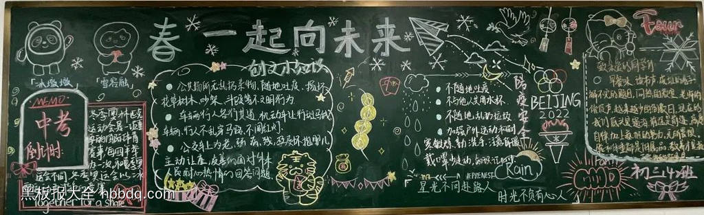 初中开学一起向未来黑板报12张-第8张