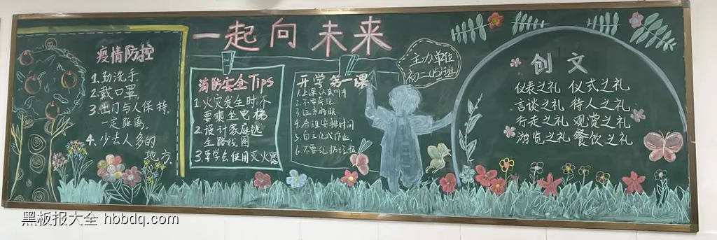 初中开学一起向未来黑板报12张-第12张