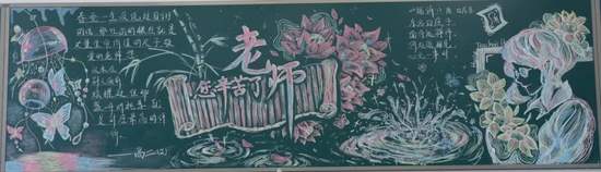粉笔画“师恩难忘”主题黑板报