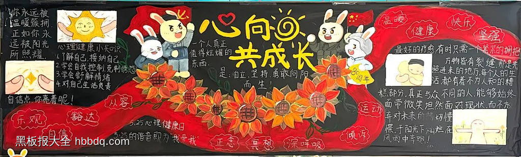 阳光心理，健康成长主题黑板报-第1张