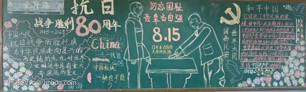 高中纪念抗战胜利80周年主题黑板报-第10张