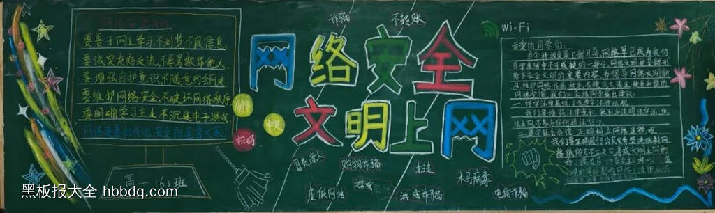 网络安全，文明上网主题黑板报-第2张