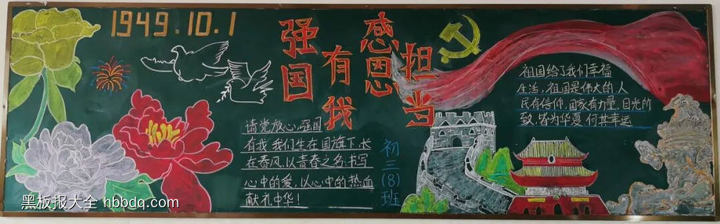 强国有我，感恩担当主题黑板报-第7张