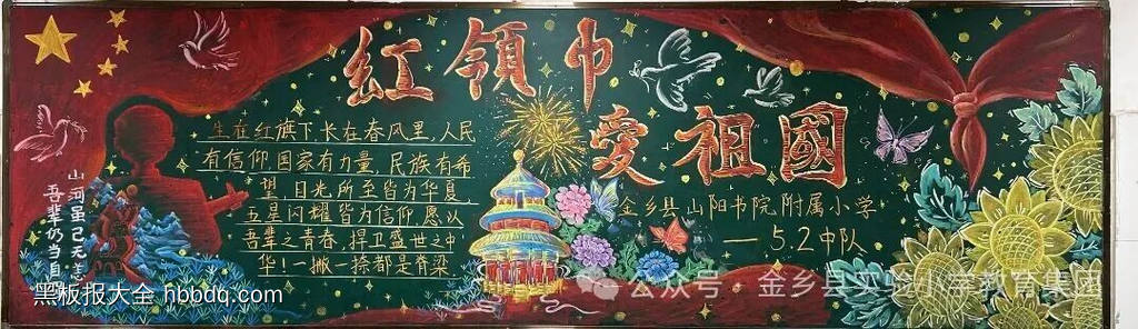 红旗中爱祖国主题黑板报-第1张