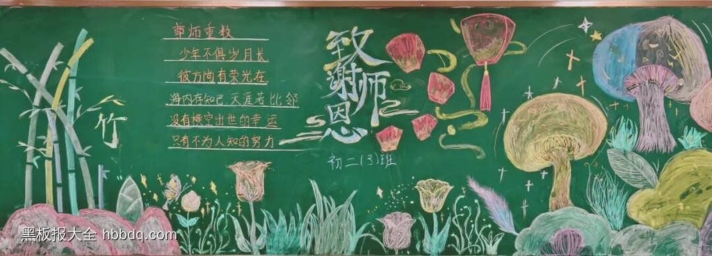 师恩难忘教师节黑板报粉笔画7张-第7张
