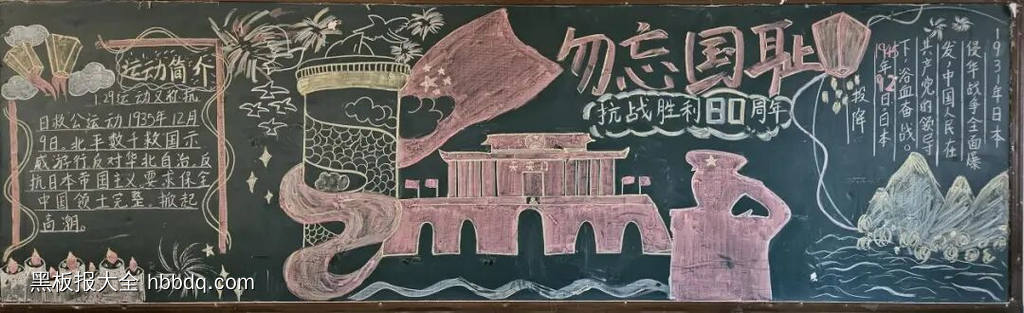 高中纪念抗战胜利80周年主题黑板报-第7张