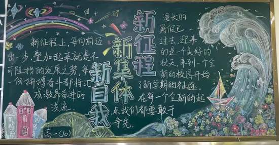 新征程新集体新自我方寸黑板报粉笔画3张