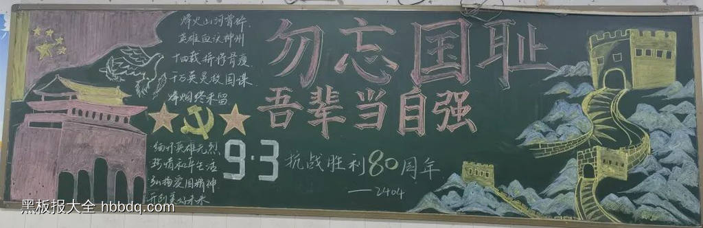 9.3纪念抗战胜利80周年黑板报10张-第7张