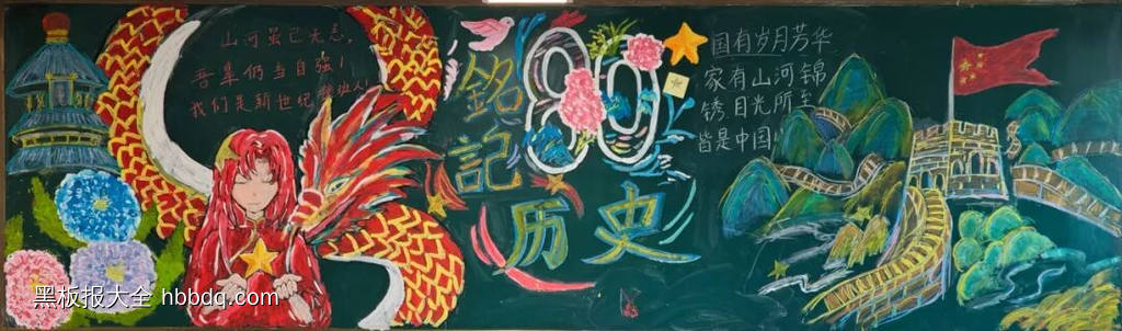 铭记历史，爱我中华主题黑板报-第3张