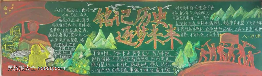 七年级铭记历史担使命黑板报13张-第6张