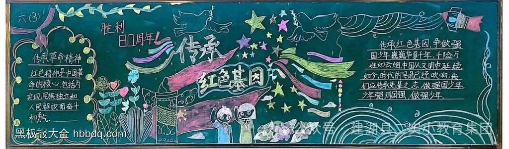 传承红色基因黑板报粉笔画-第1张