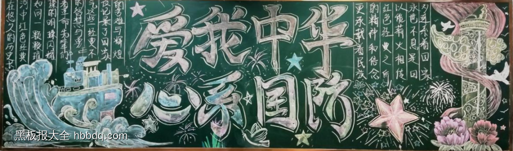 爱我中华心系国防黑板报-第1张