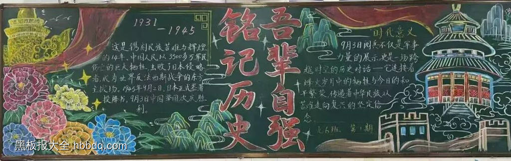 七年级铭记历史担使命黑板报13张-第7张