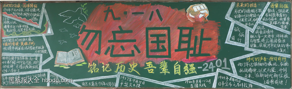 9.18——勿忘国耻主题黑板报-第1张