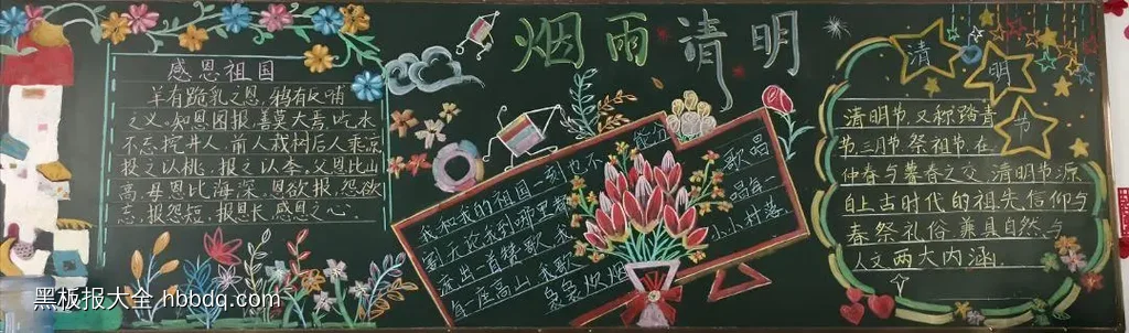 烟雨清明黑板报-第1张