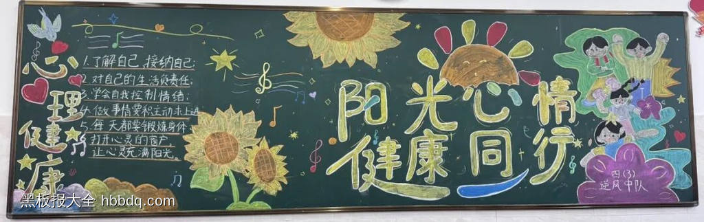 阳光心理，健康同行主题黑板报-第1张