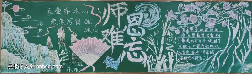 师恩难忘教师节黑板报粉笔画7张-第6张