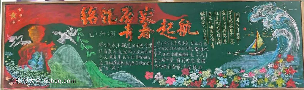 七年级铭记历史担使命黑板报13张-第4张