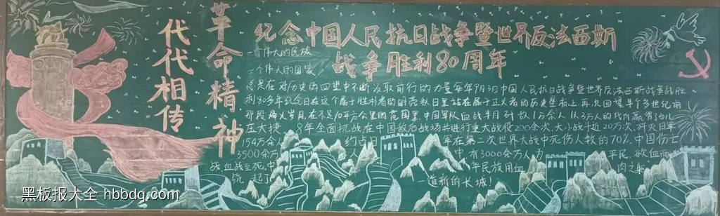 高中纪念抗战胜利80周年主题黑板报-第5张