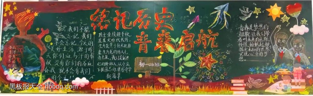 七年级铭记历史担使命黑板报13张-第1张