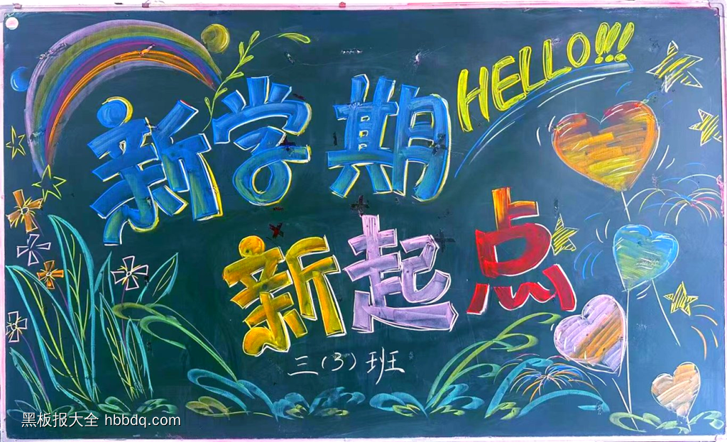 新学期新起点加油方寸黑板报-第2张