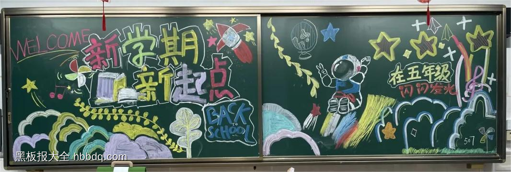 五年级新学期新起点班级文化黑板报-第1张