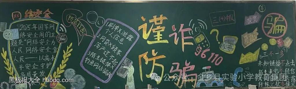 防范于心，诈骗于行主题黑板报-第1张